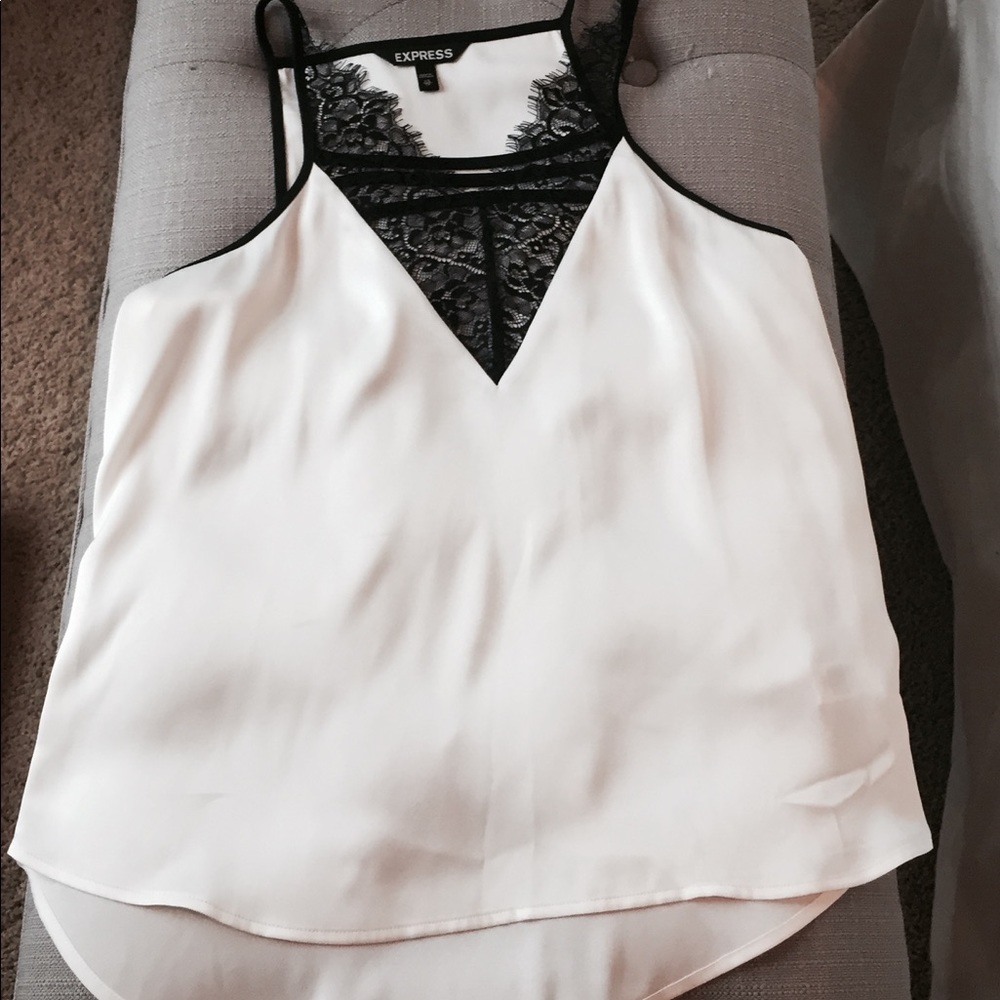 Express White Camisole with Black Lace NWOT